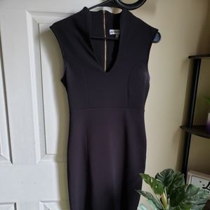 Classic Black Gold Zippered Pencil Dress